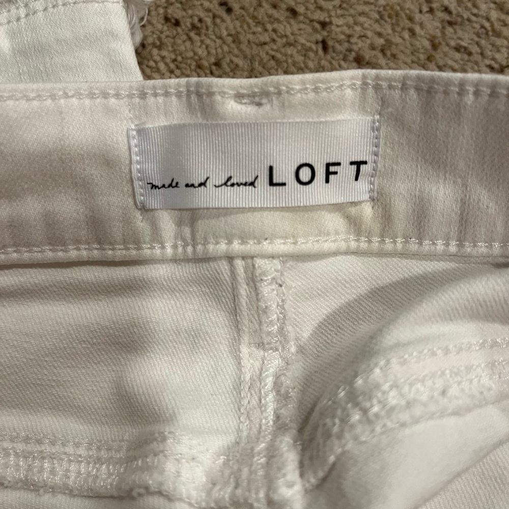 Womens Loft White Frayed Jeans